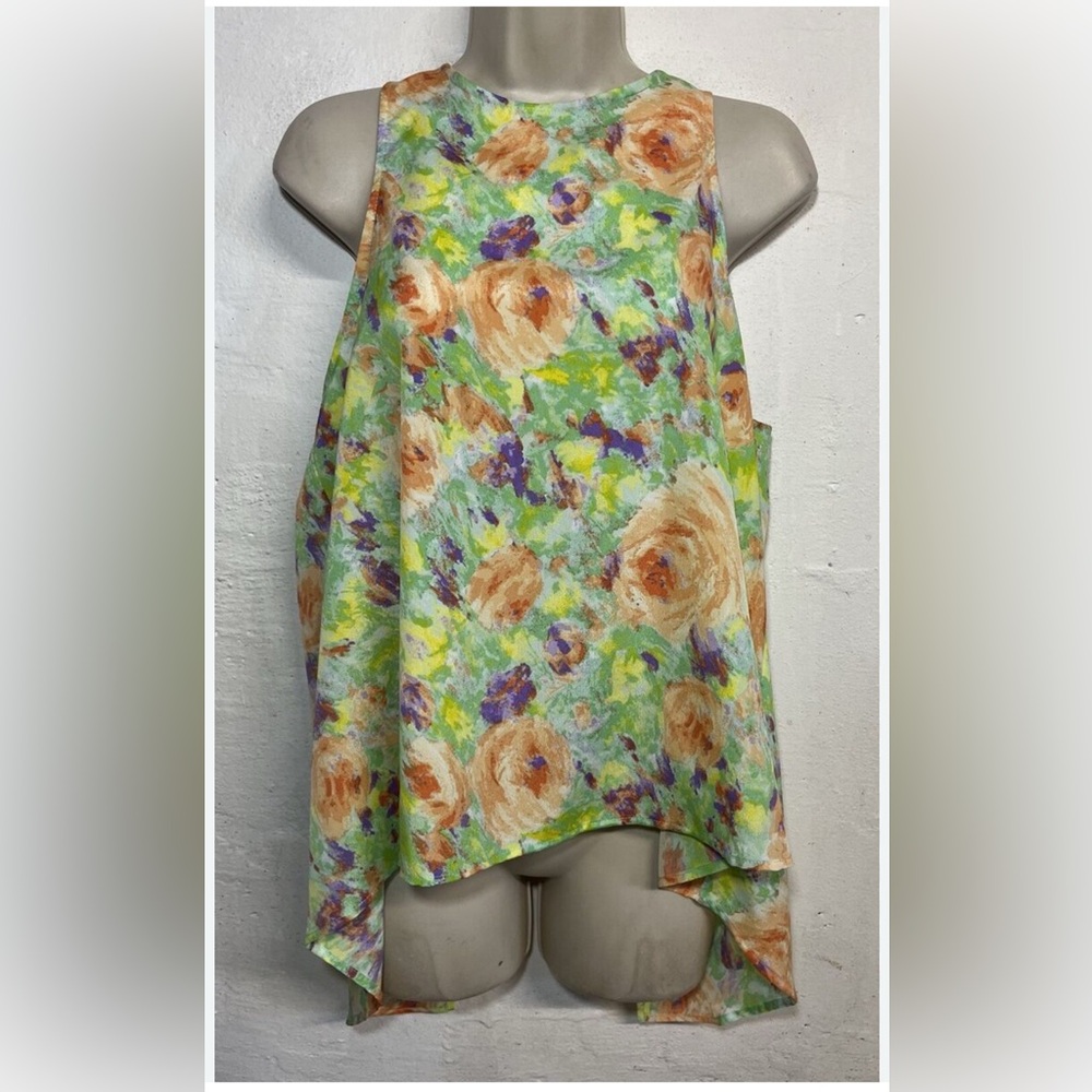 Lush Orange and Purple High-Low, A-Line Tank Top